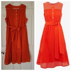 J. Crew Summer Orange Eyelet Dress 12